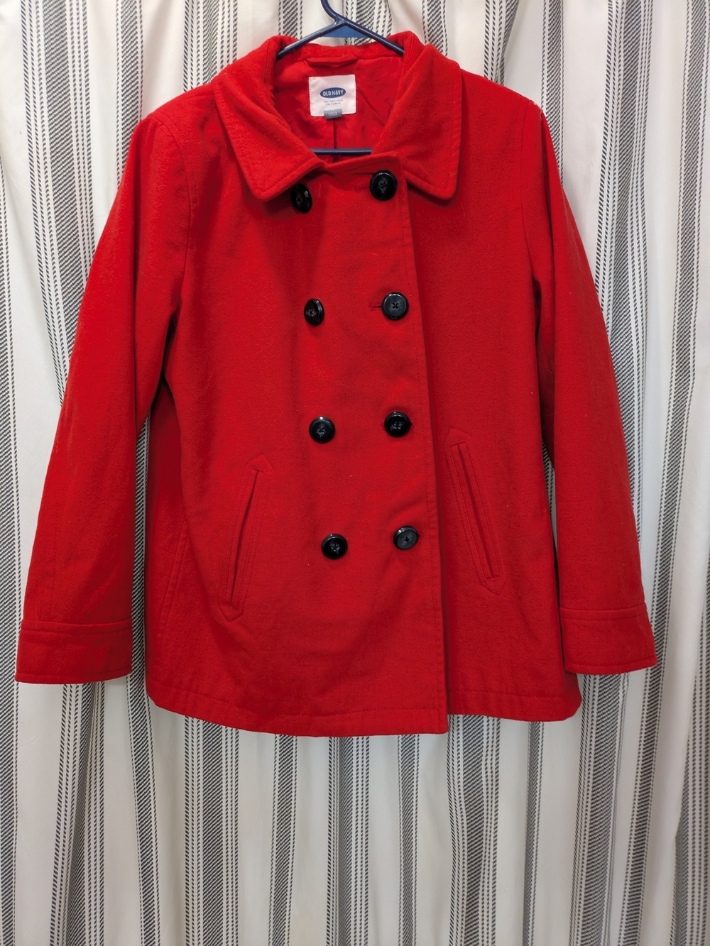 Old Navy Bright Red Double-Breasted Peacoat
